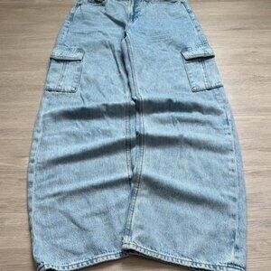 Blue Baggy Wide Leg Cargo Heavyweight Denim Jeans